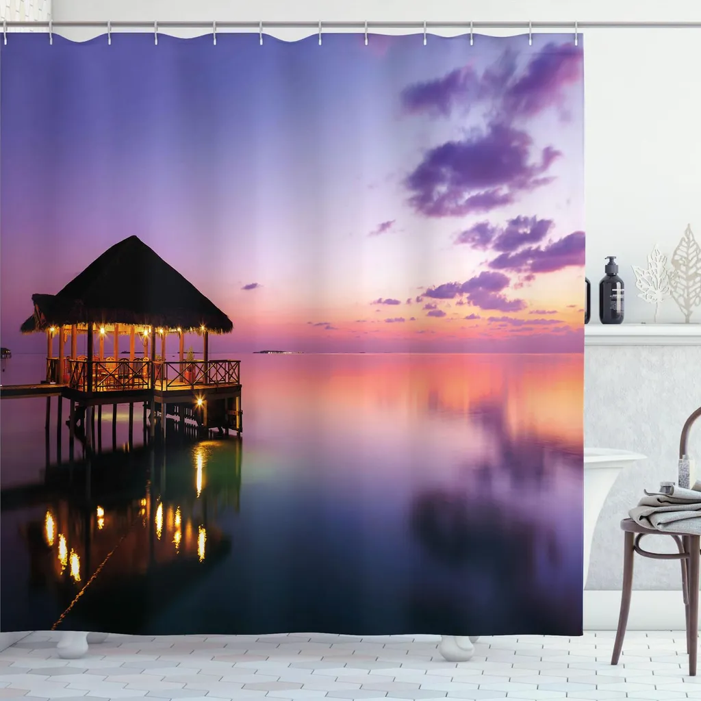 Idee Bagno Esotico: Tenda Doccia ABAKUHAUS Maldive Viola 175x200