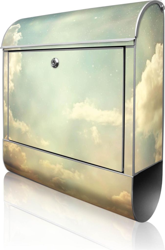 banjado Design Briefkasten Stahl silber mit Zeitungsfach Produktbild 