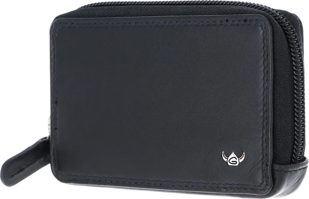 Étui à clés en cuir de vachette Polo Golden Head noir avec deux anneaux