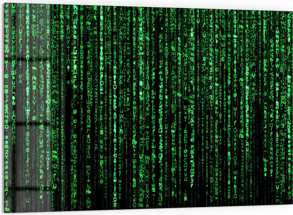 DEQORI Küchenrückwand Glas 60x40 cm 'Verschlüsselter Code' Spritzschutz Bad Rückwand