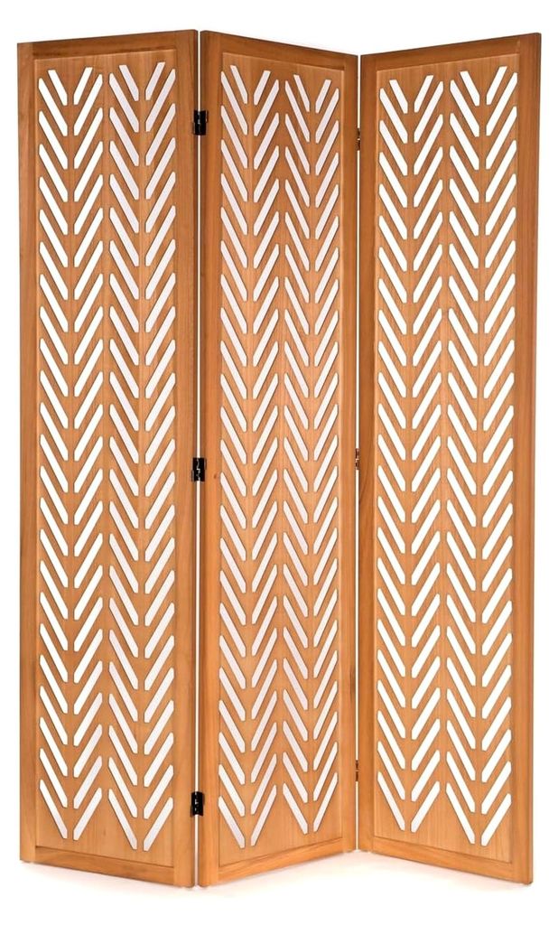 Mantra | Holz, 170x120 cm | Paravent mit Gravuren, klappbarer Sichtschutz, Trennwand, Stellwand, Ankleide Faltwand, geschnitzter Raumtrenner