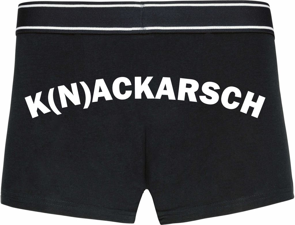 Boxershorts - Mann - Boxer-0011-man-black-h-L - schwarz - L - hinten - K(N)ACKARSCH - lustiges Motiv - Spruch - Unterwäsche - Unterhose - Freizeit...