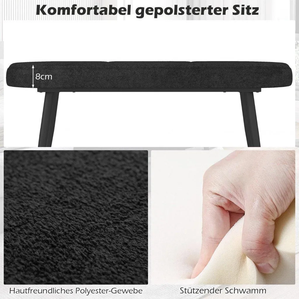 Banc de 113 cm robuste 300 kg noir : la solution pour assises fragiles - 4