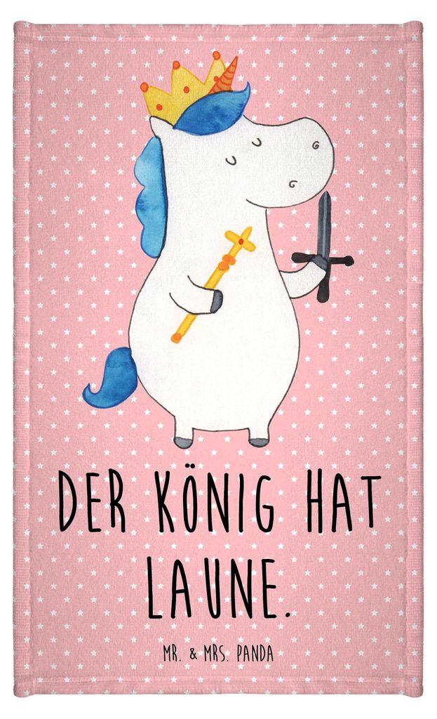 Mr. & Mrs. Panda Handtuch Einhorn König mit Schwert - Rot Pastell - Geschenk, Frotteehandtuch, Ritter, Design, Mittelalter, Frotteetuch, Einhörne...