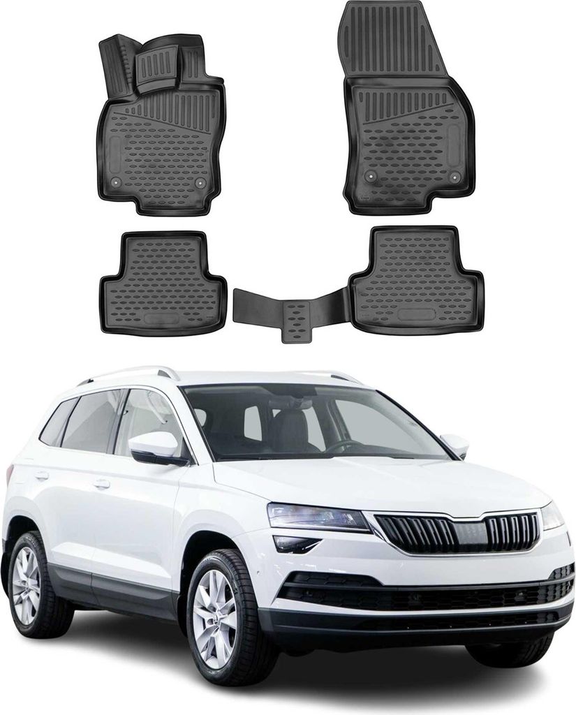 2017-2025 Skoda Karoq Fußmatten TPE Schwarz 4 tlg Produktbild 