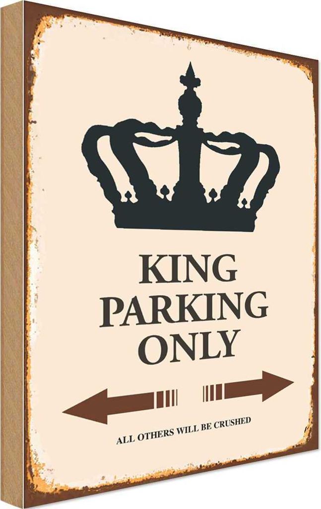 vianmo Holzschild 18x12 cm King parking only Korona Parkplatzschild