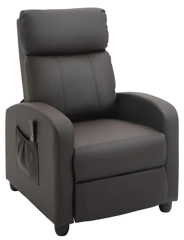 Fauteuil de massage 2 zones et inclinaison sur mesure marron