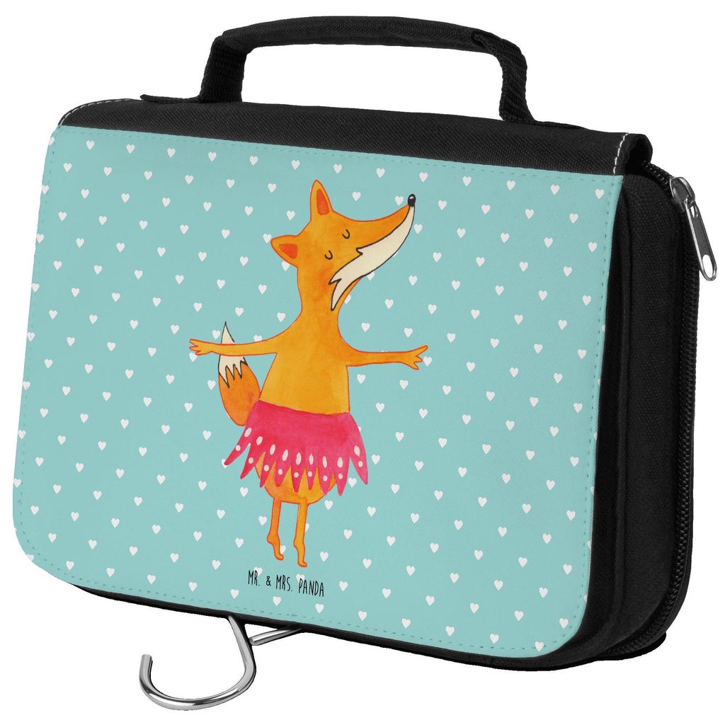 Mr. & Mrs. Panda kosmetiktäschchen Fuchs Ballerina - Türkis Pastell - Geschenk, Ballett, beautycase, beauty case, kulturtäschchen, Kosmetiktasch...
