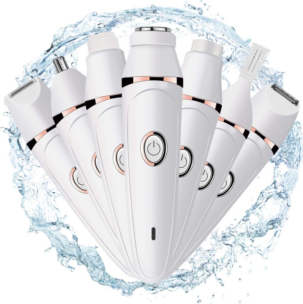 Elektrorasierer für Damen, 7-in-1-Elektrorasierer für Damen, Nass- und Trockenhaarentferner, wiederaufladbarer Bikini-Trimmer, Damenrasierer-Set ...