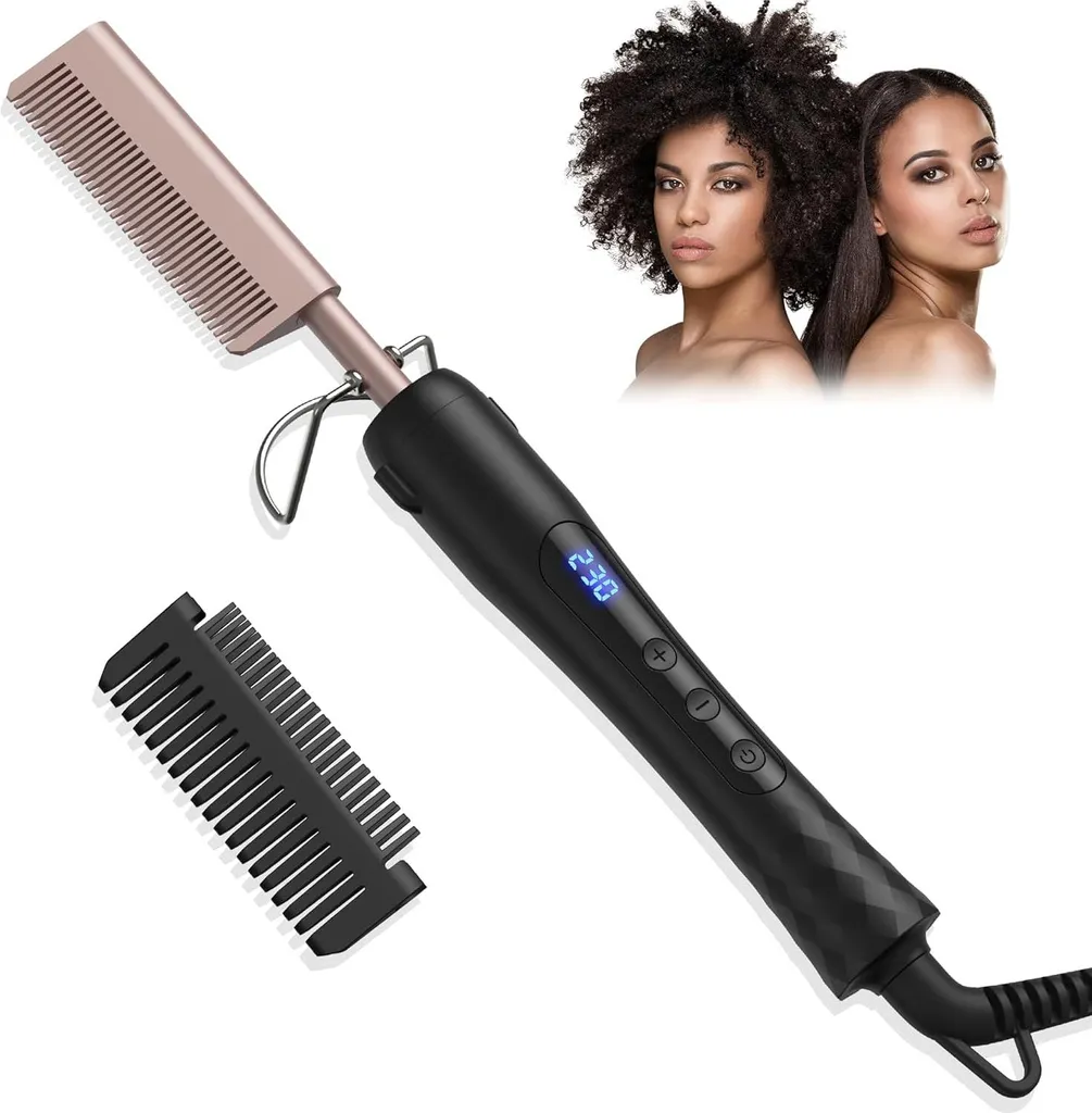 Peigne Chauffant Lisseur en Céramique pour Cheveux et Lace Front Wig