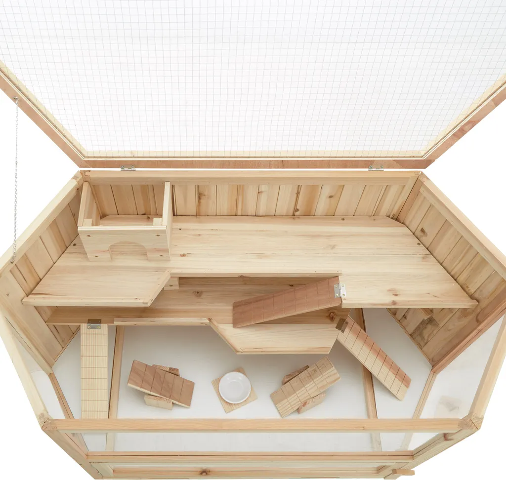 Cage rongeurs XL 115x60cm avec toit ouvrant et structure bois robuste