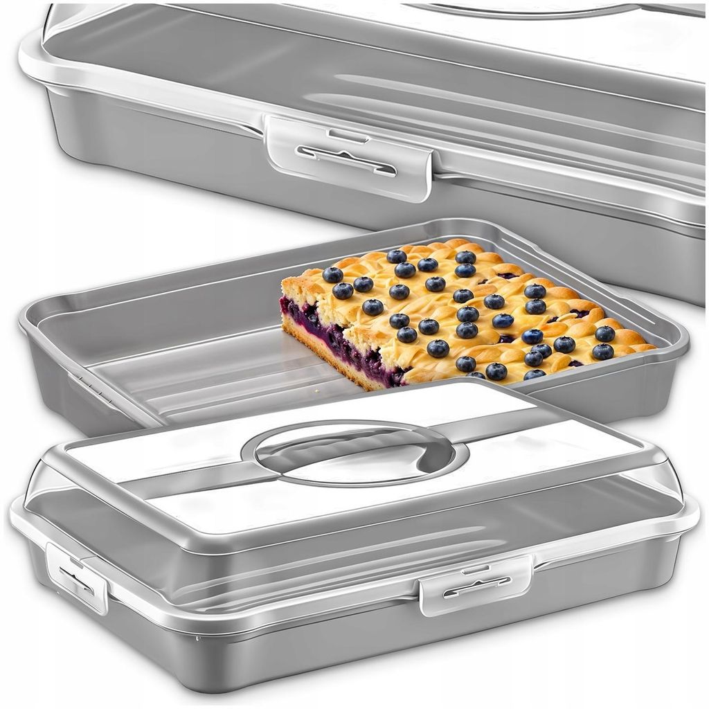 Kuketo | Kuchenbox XL 43 x 29,5 x 10 cm Mit Deckel & Griff – Transportbox Für Kuchen, Torten & Gebäck – BPA-frei, Stabil & Stilvoll