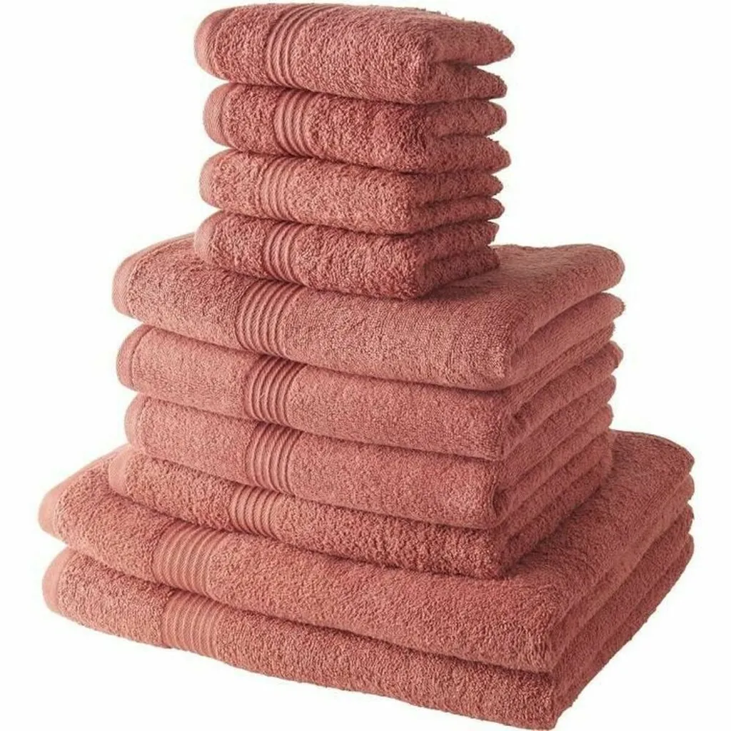 Set de 10 serviettes de toilette Today 100% coton coloris terracotta