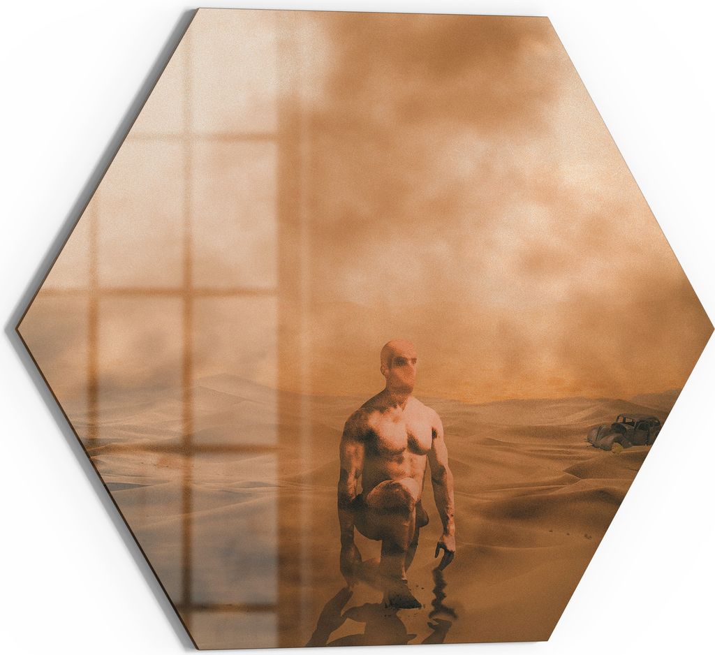 DEQOART Glasbild Echtglas 40x35 cm 'Wüstenüberlebender' Wandbild Bild modern Deko