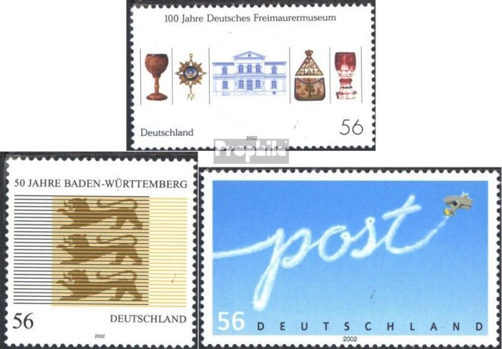 Briefmarken BRD (BR.Deutschland) 2002 Mi 2247,2248,2250 (kompl.Ausg.) gestempelt Freimaurermuseum
