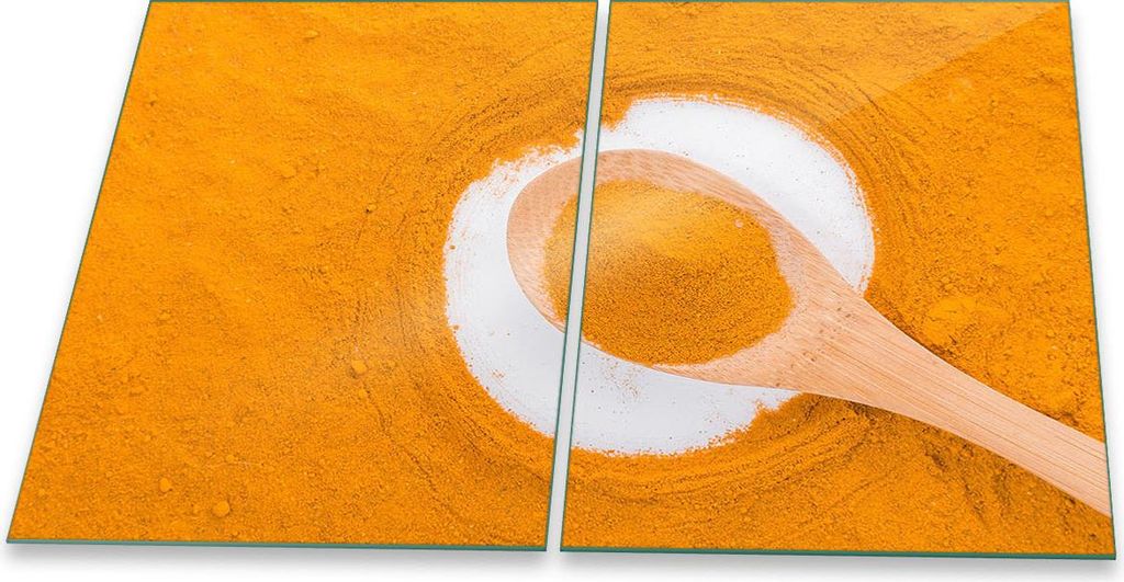 Herdabdeckplatte Glaskeramik 2-Teilig 2x40x52 Gewürze Gelb Abdeckung Spritzschutz Glas