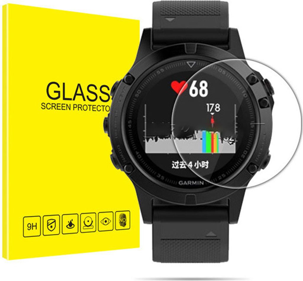 INF Displayschutz aus gehärtetem Glas für Smartwatch, 2er-Pack Garmin Fenix 5S