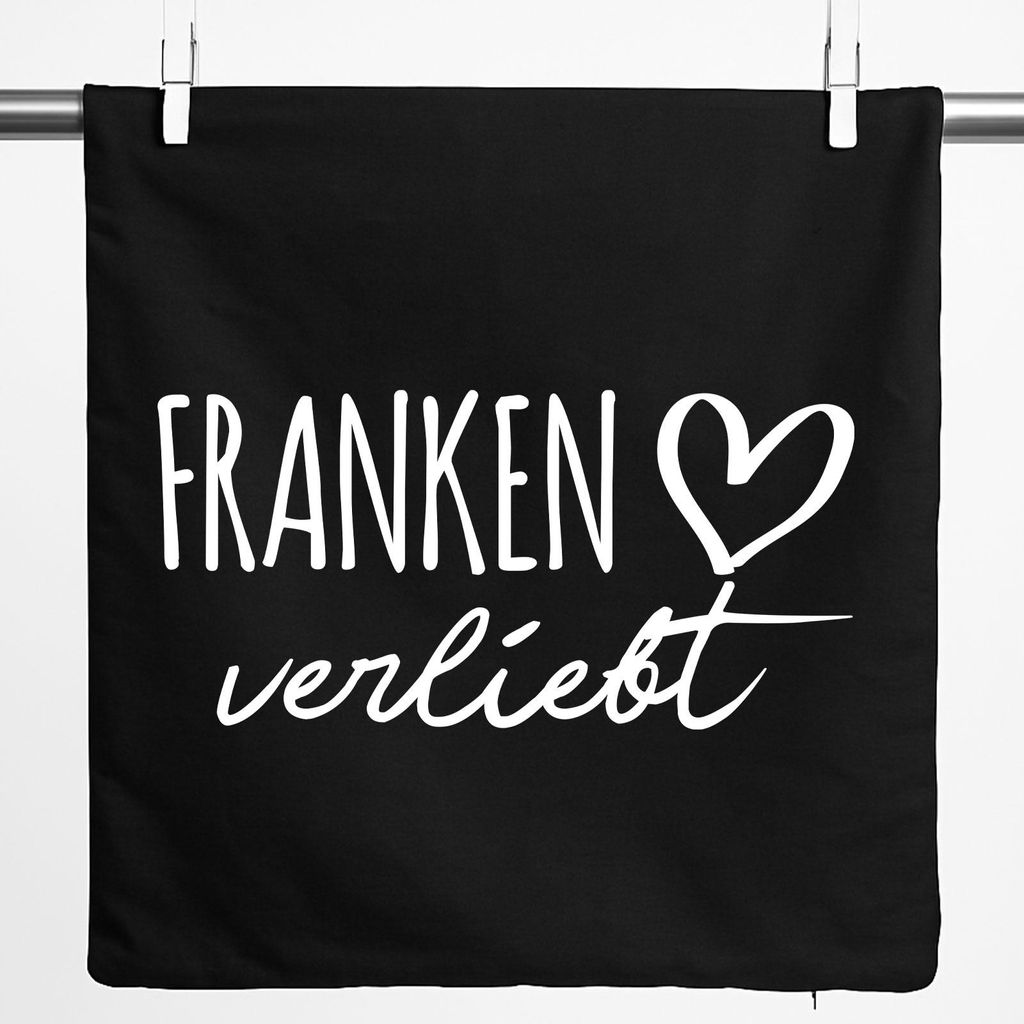 Huuraa Kissenbezug Franken verliebt 40x40cm Black Baumwolle Dekokissenbezug Geschenkidee