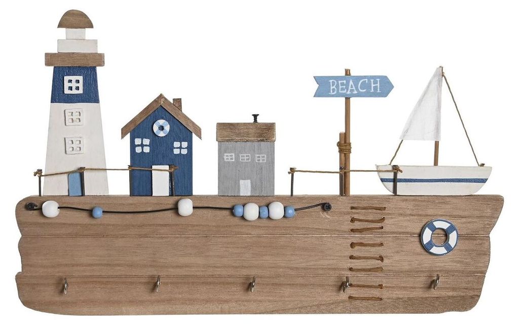DKD Home Decor Madera MDF věšák na zeď (34,5 x 1,5 x 21,5 Obrázek produktu 