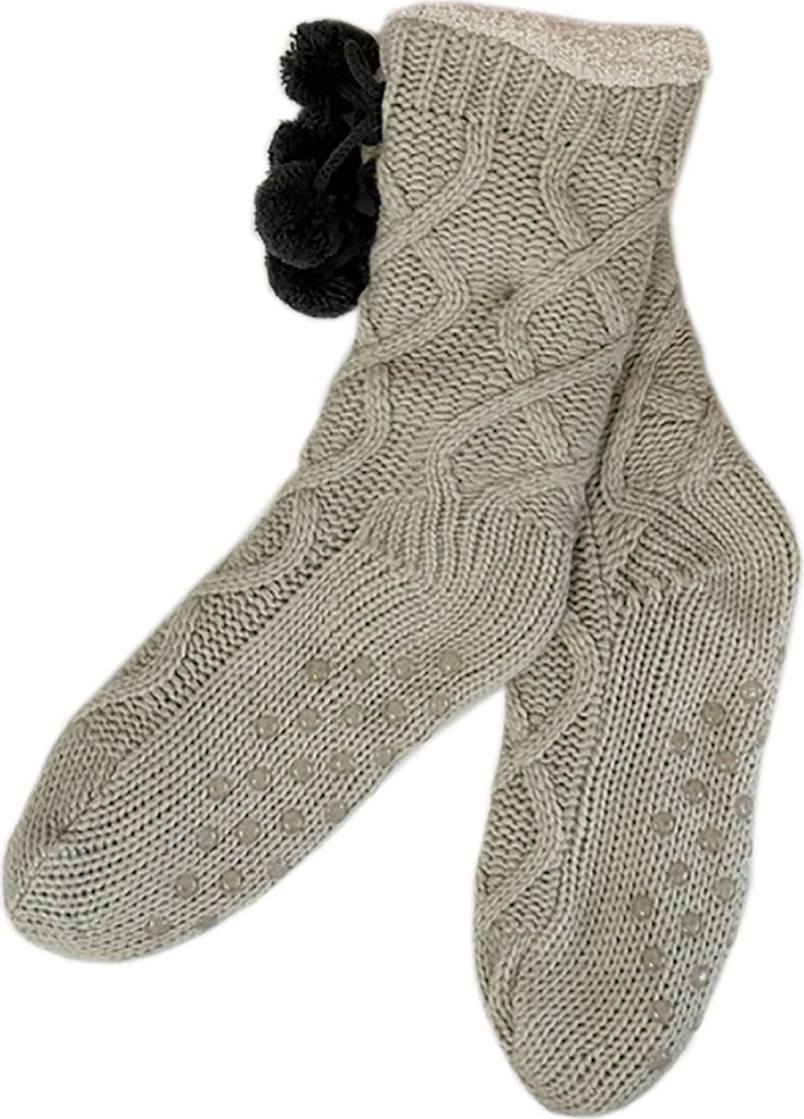 Da Home Socks Hüttenschuhe Stoppersocken gefüttert Beige Gr 35-38