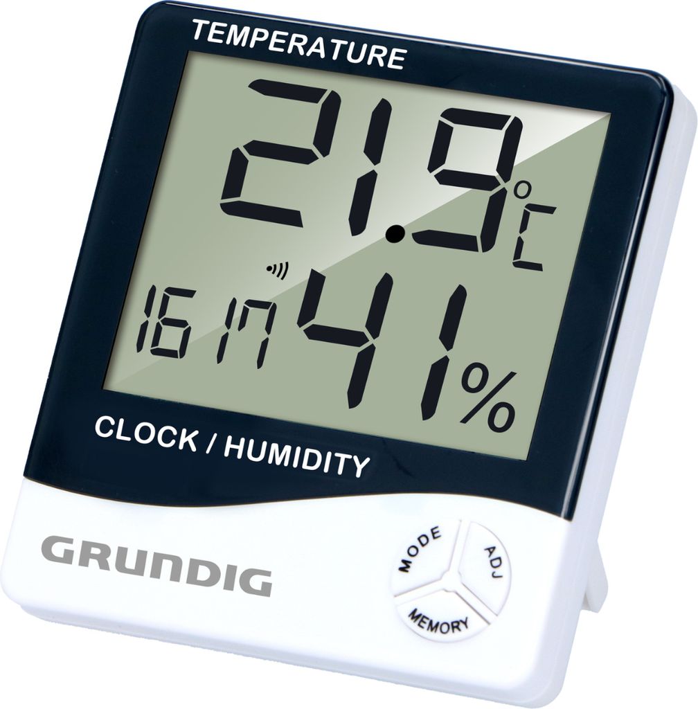 Grundig Wetterstation Digital - Thermometer und Hygrometer Innen und Außen - Wetterstation Funk mit Alarm und Uhr - LCD Display - 9.5 x 10.5 x 2 c...