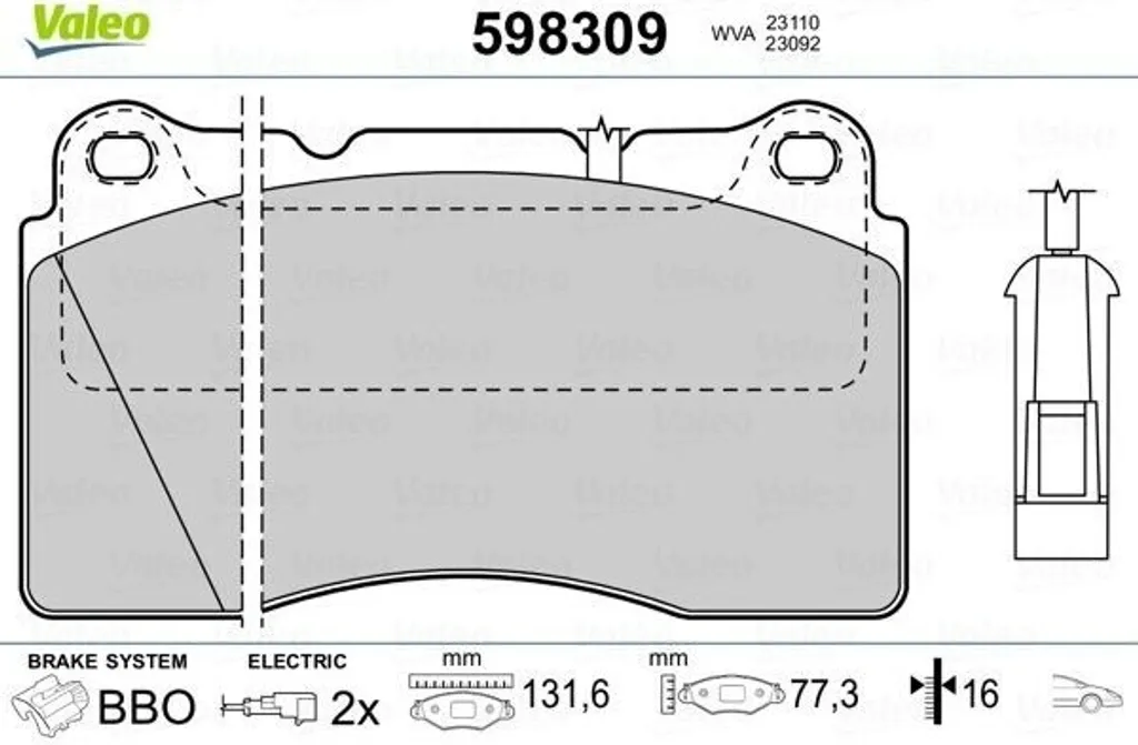Plaquettes de frein Valeo 598309 : performance et silence pour Alfa 159