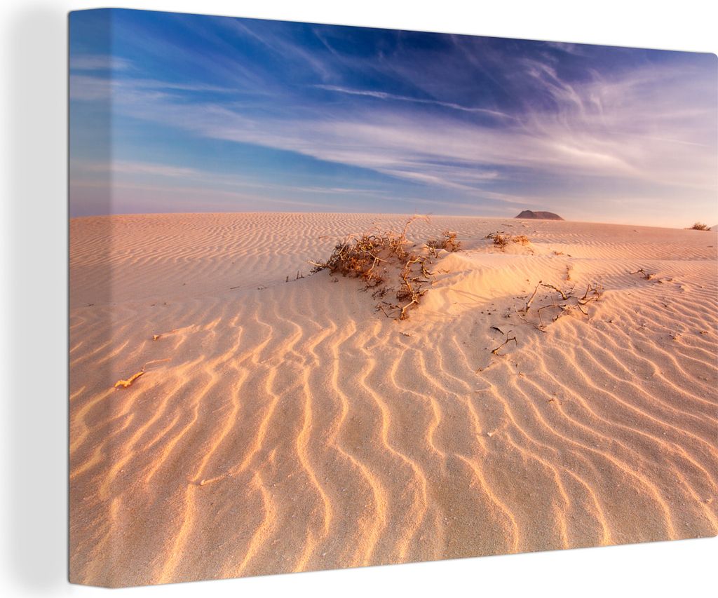 OneMillionCanvasses - Leinwandbilder - 140x90 cm, An den Dünen von Fuerteventura bilden sich wunderschöne Sandwellen, Wandbilder Kunstdruck Wan...