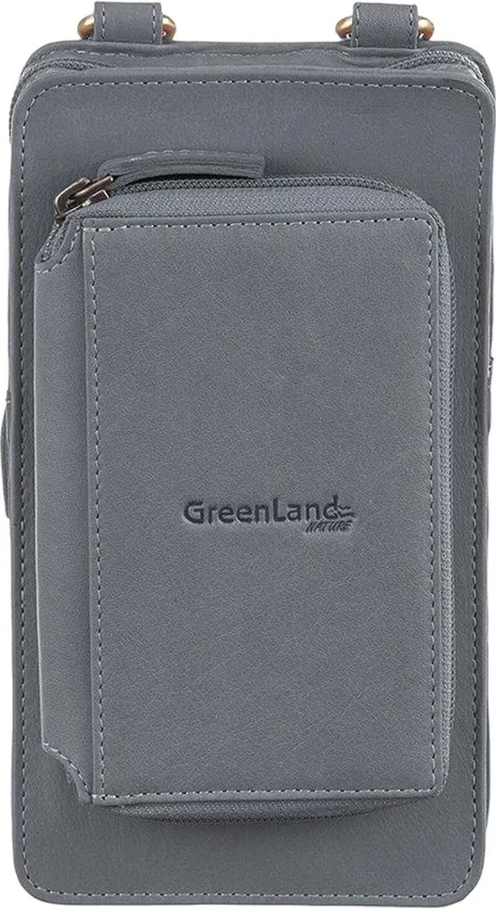 GreenLand Nature Phone Bag Aqua - Portafoglio Cellulare in Pelle Vera