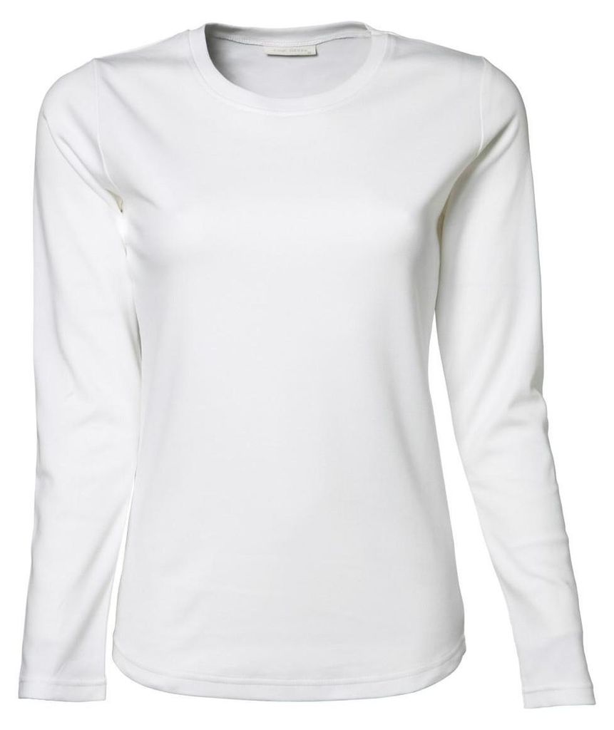 Tee Jays Damen Interlock Longsleeve / T-Shirt, Rundhalsausschnitt, Langarm FK911 (M) (Weiß)