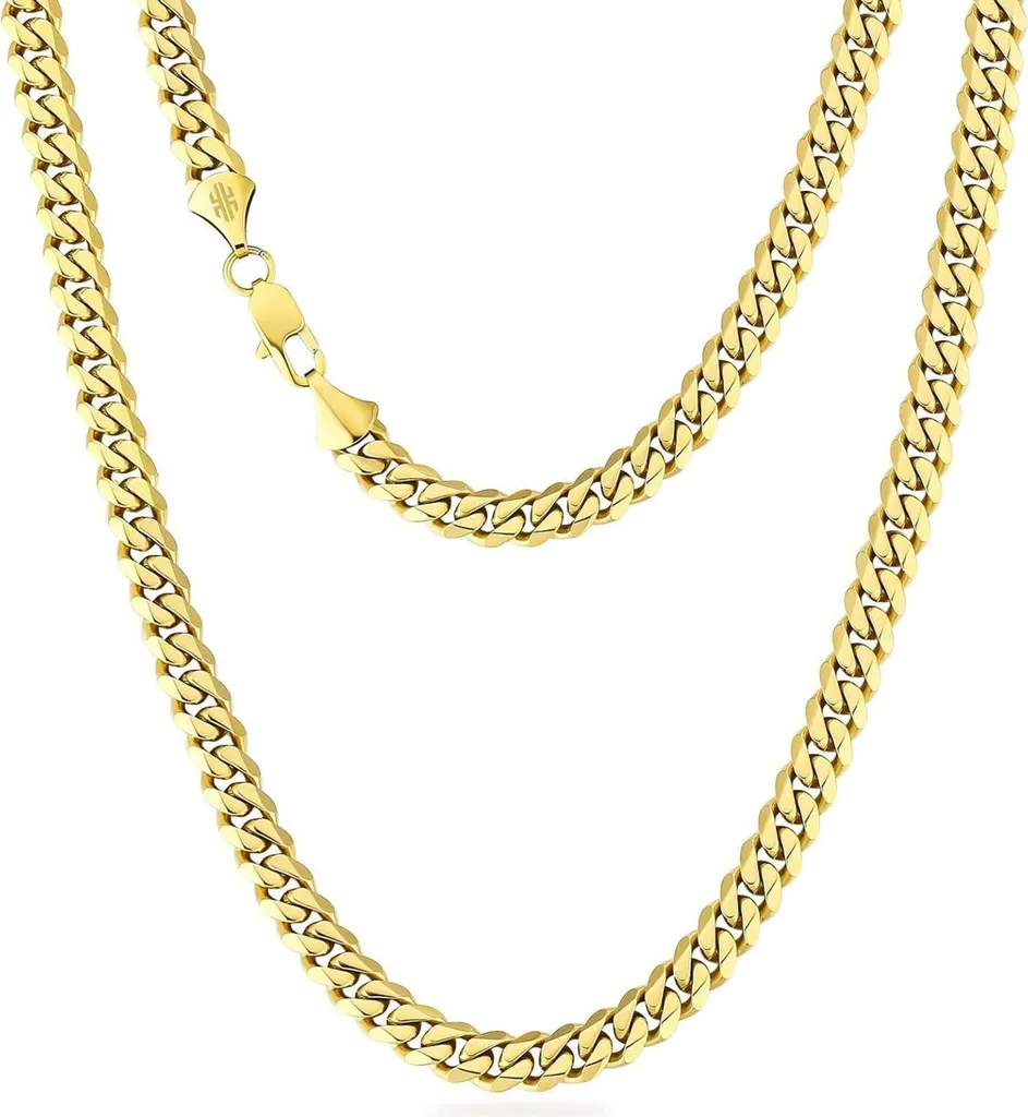 Collier Homme pour Style Urbain en Acier Doré 14K Maille Panzer 8mm