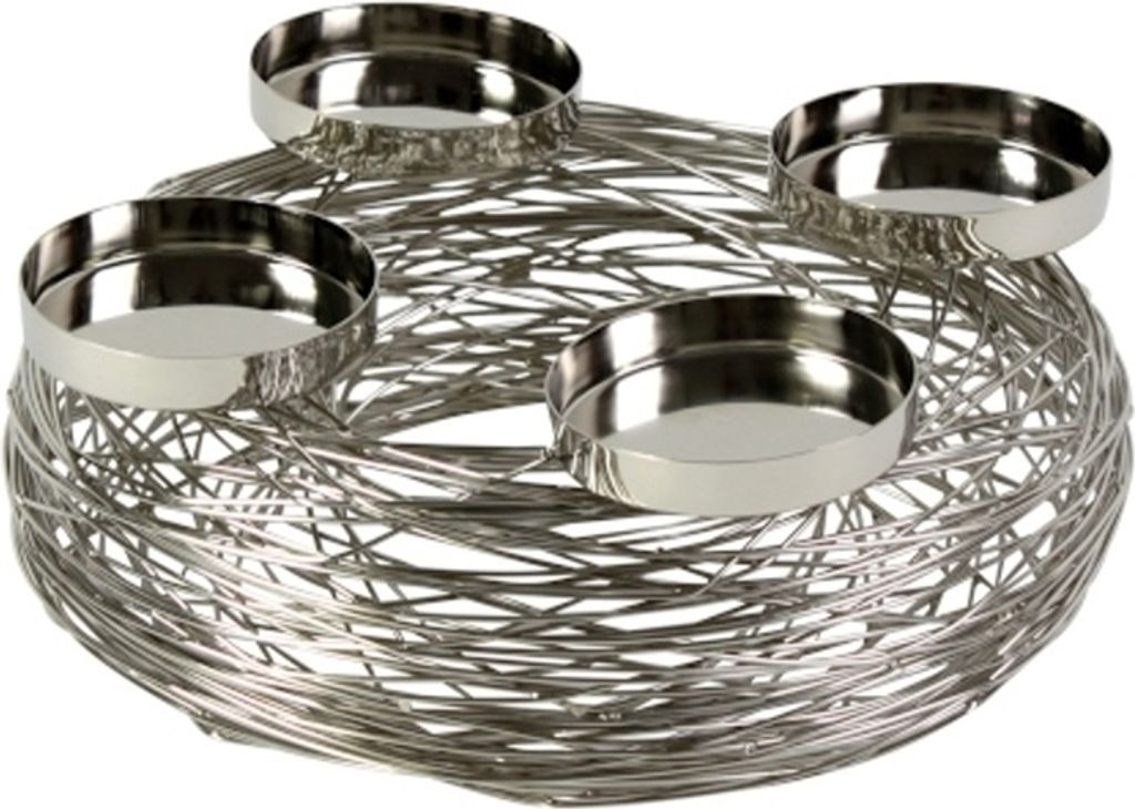 Adventskranz Tangle - silber - Edelstahl - 28x11 cm Produktbild 