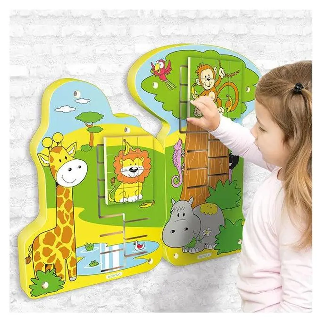 Jeu de manipulation mural en bois Lion de la jungle pour crèche