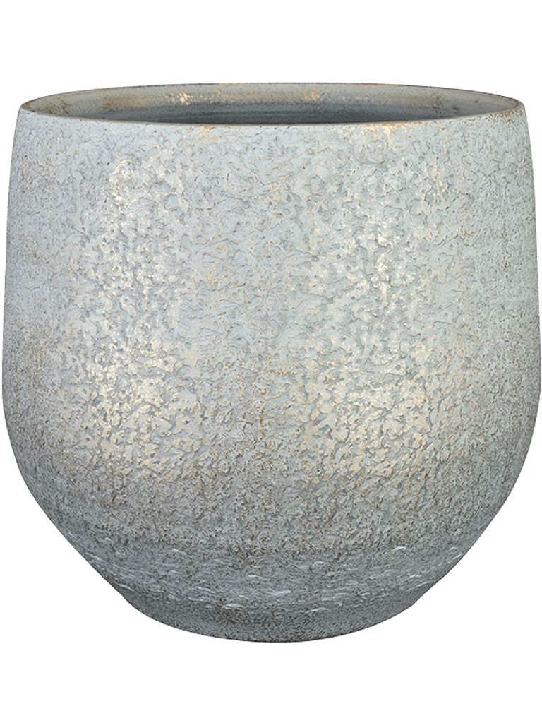 Steege Pflanztopf/Blumentopf Keramik. Metallic-Silbergrau/ein Hauch von Gold D32/H30 cm