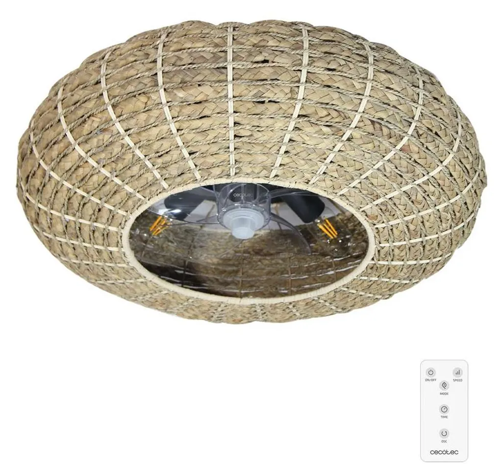 Ventilateur Plafond pour Chambre Cecotec Lampaero 650 en Osier Naturel