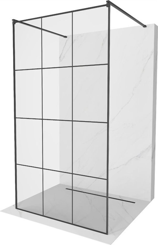 Mexen Kioto freistehende Duschwand 110 x 200 cm, Transparent/Schwarzes Design 8 mm, Schwarz - 800-110-002-70-77