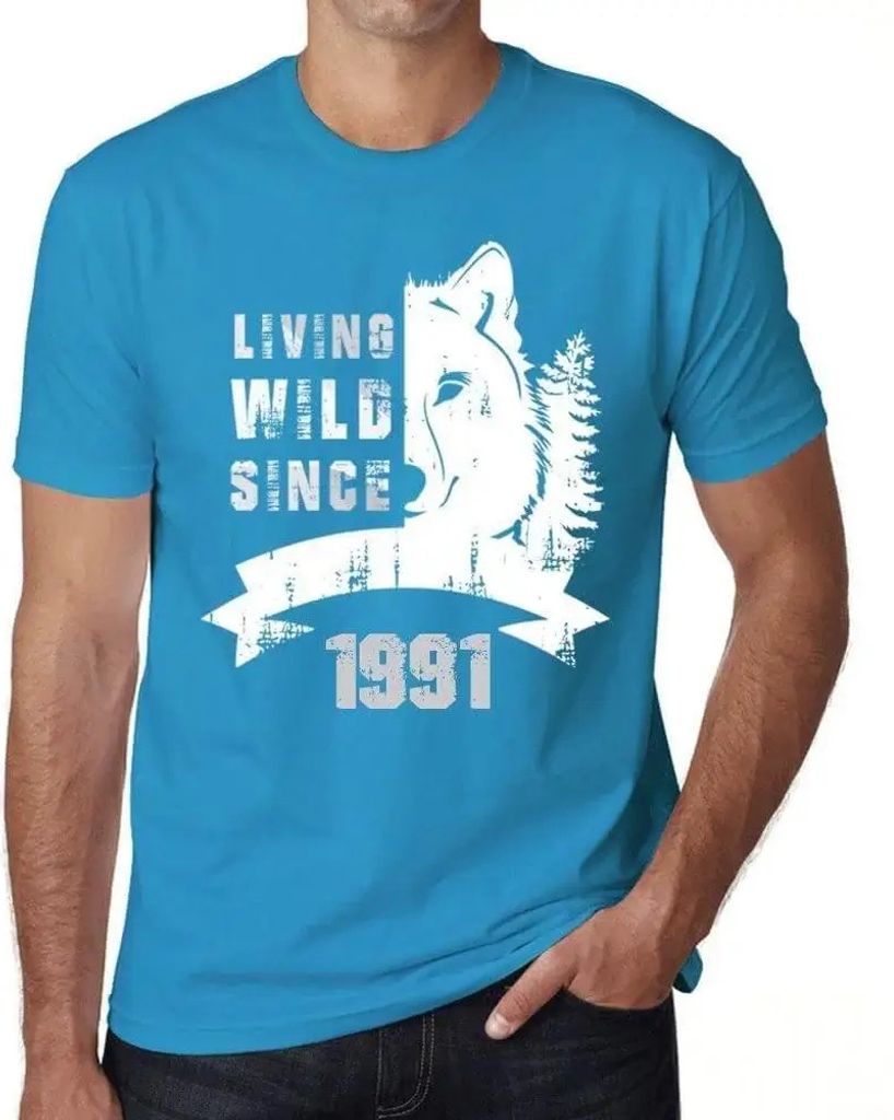 Herren Grafik T-Shirt Wildes Leben seit 1991 – Living Wild Since 1991 – Geschenk 33. Geburtstag Jahrestag 33 Jahre Jubiläum 33 Jährige Mann J...