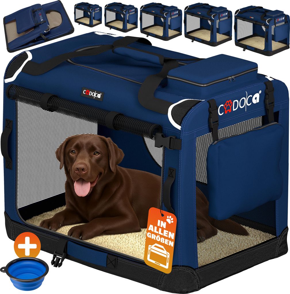 CADOCA® Cage de transport XXL Bleu pour animaux chien chat Image du produit 