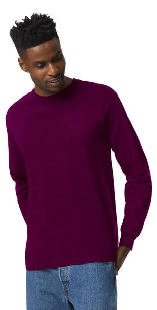 Gildan - T-Shirt für Herren/Damen Uni Langärmlig LT1443 (3XL) (Weinrot)