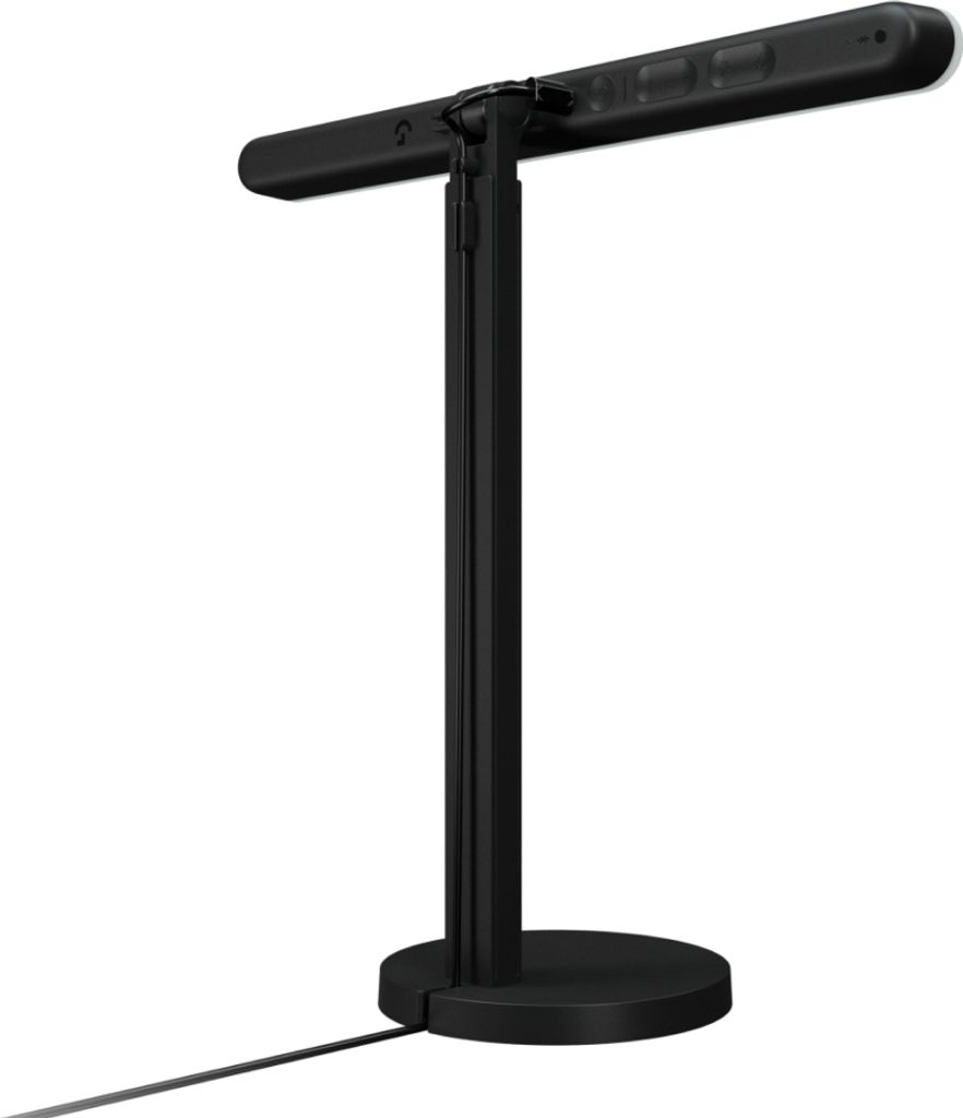A black LED streaming light on a white background.