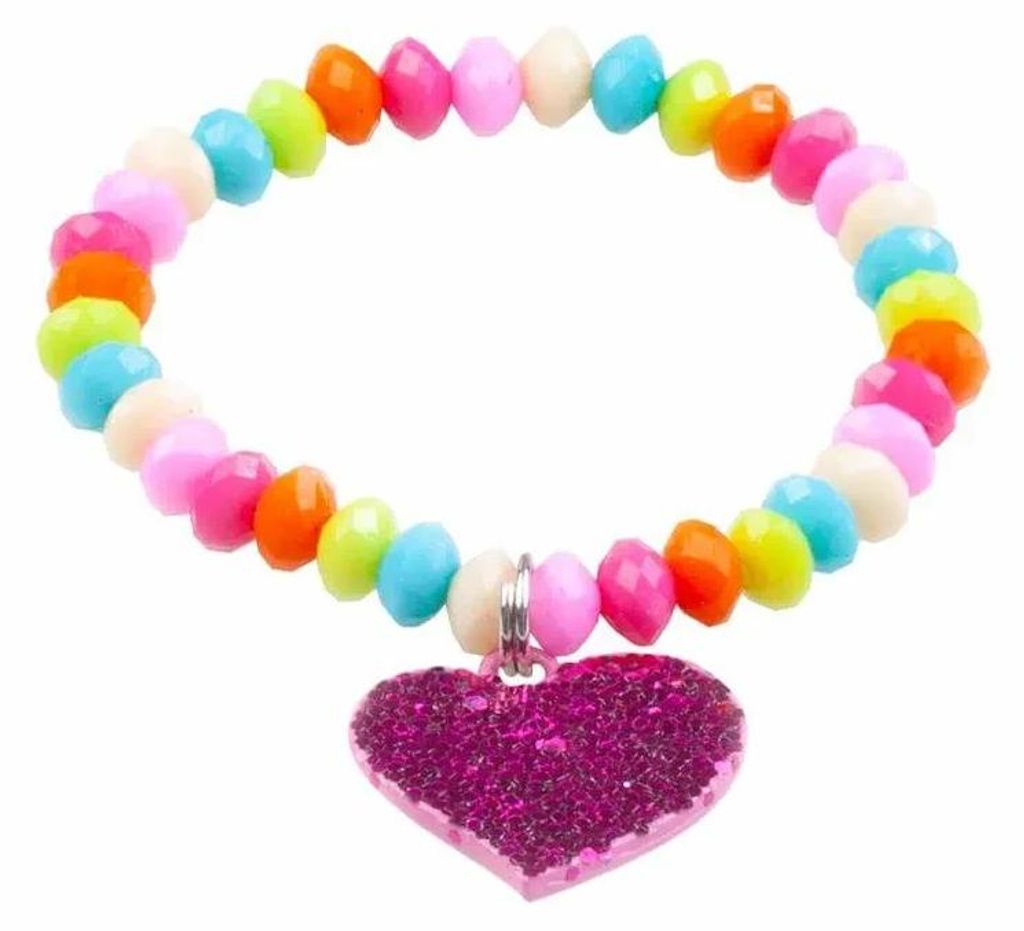 Buntes Armband mit Herzanhänger, für Kinder Produktbild 