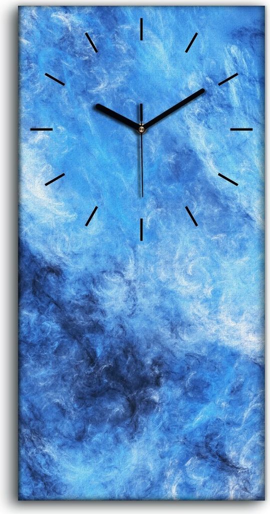 Dekor Leinwand Uhr Wandbilder 30x60 Abstrakte fantastische blaue Wolken - schwarze Hände