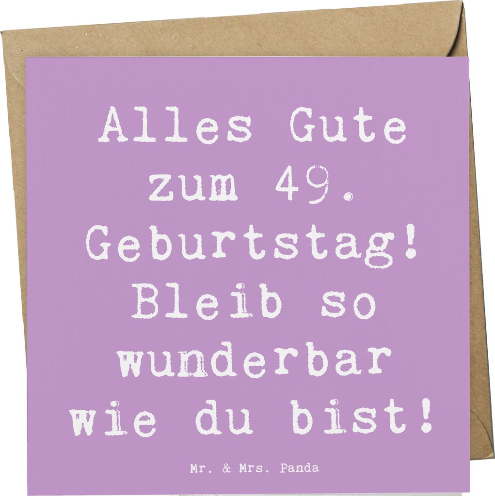 Mr. & Mrs. Panda Glückwunschkarte Spruch 49. Geburtstag Freude - Lavendeltraum - Geschenk, handgefertigte Geschenke, Jubilaeum, faltkarte, Klappka...