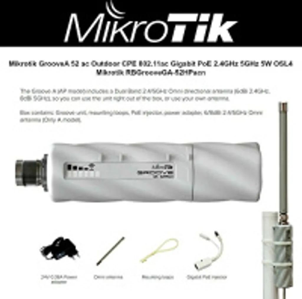 Point d'Accès Sans Fil Mikrotik GrooveA 52 ac Wi-Fi Outdoor Blanc PoE