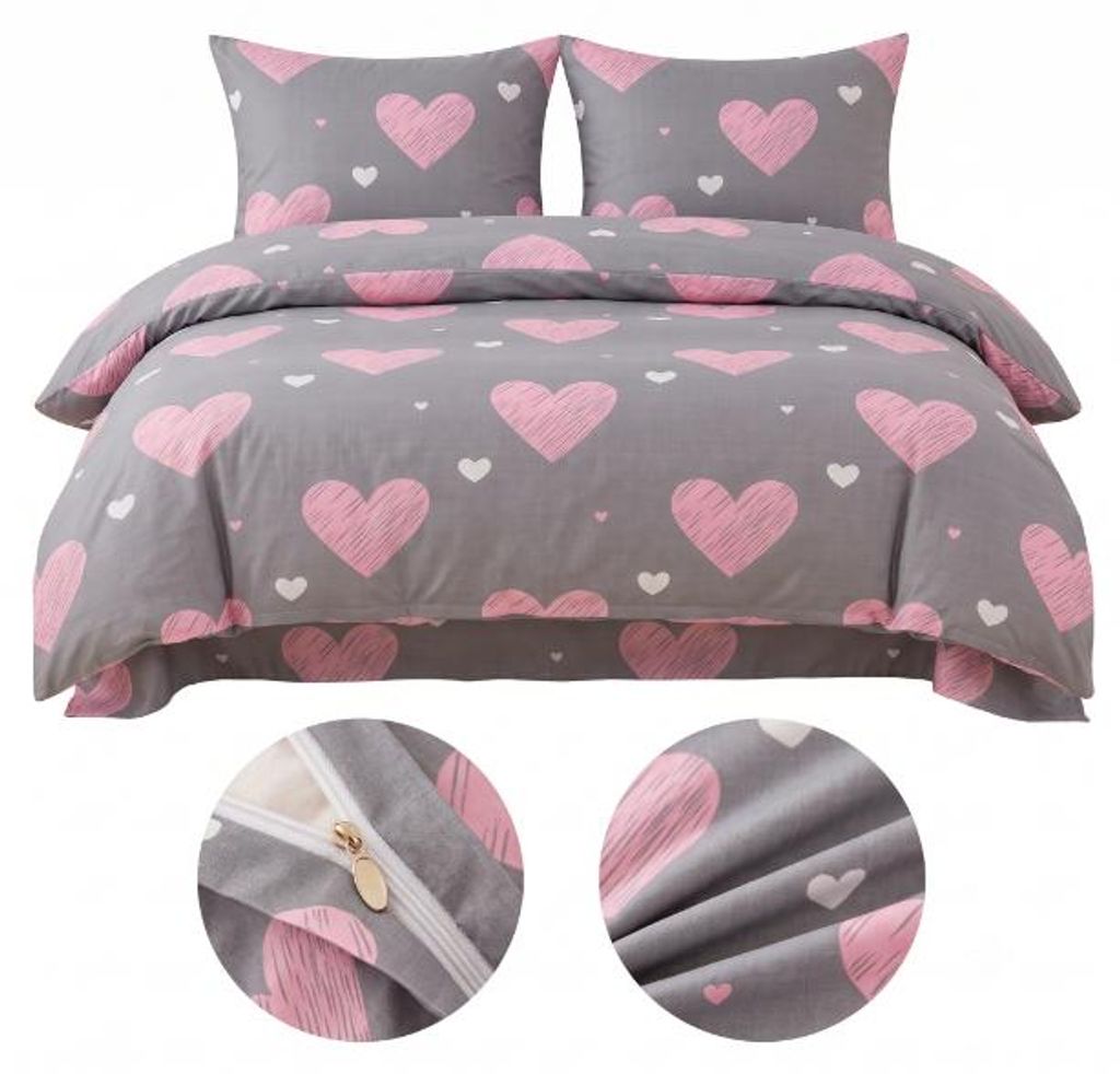 Pościel 160x200 + 2 70x80 poduszki - Komplet Szara z Zdjęcie produktu 