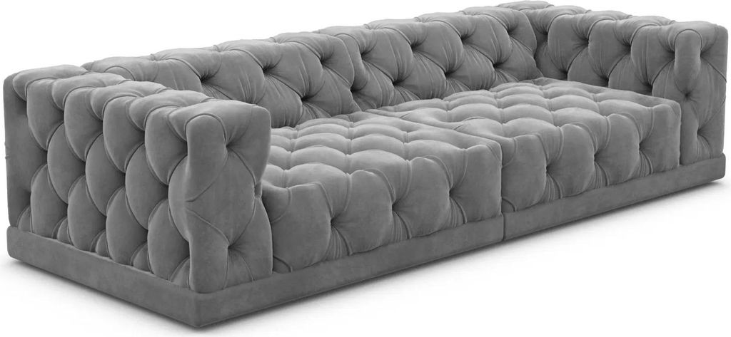 Samtstoff 4-Sitzer Couch Meliva Dunkelgrau