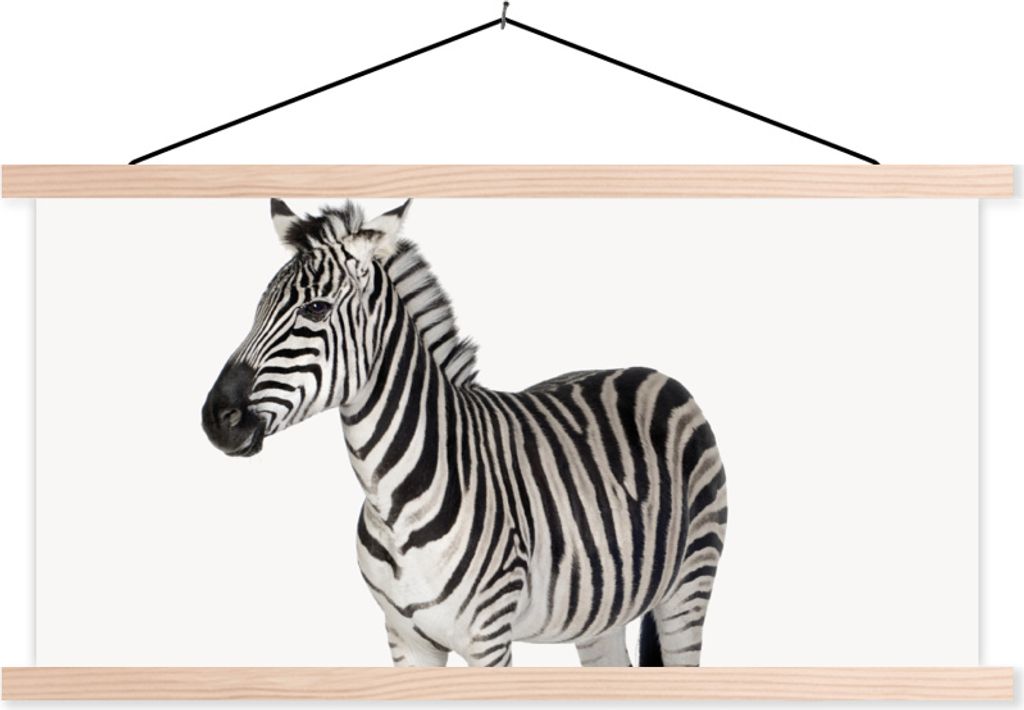 MuchoWow Textilposter Zebra - Mädchen - Tiere - Kinder - Jungen 60x30 cm mit holzfarbenen Rahmen - Dekoration