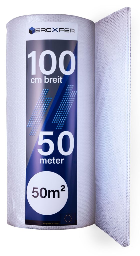 Broxfer Luftpolsterfolie Rolle 1m x 50m Polsterfolie für Produktbild 