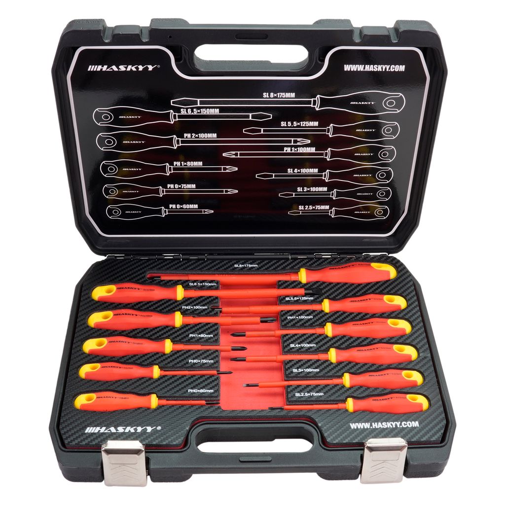 HASKYY Schraubendreher Set VDE isoliert elektro Schraubenzieher Satz 11-tlg