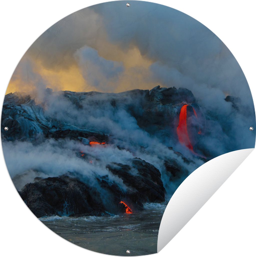 MuchoWow Gartenposter Outdoor-Poster Rund Lava in Ozeanien Fotodruck Ø 120 cm Gartendeko Rundes Poster draußen