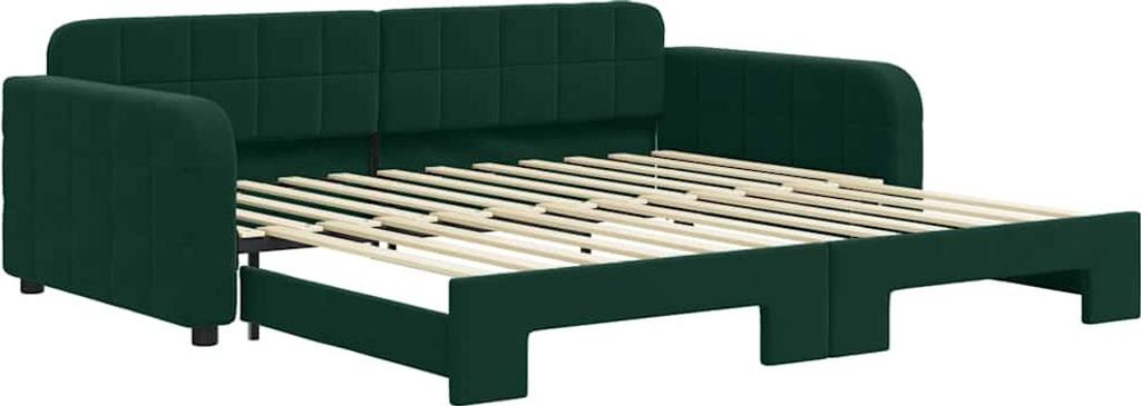 vidaXL Rozkładane łóżko dzienne ciemnozielone 100x200 cm Zdjęcie produktu 
